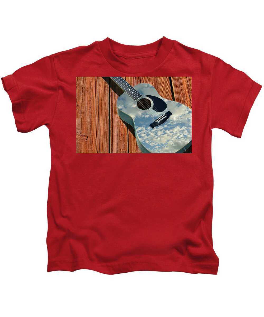 Guitar Kids T-Shirt featuring the photograph Touch The Sky by Laura Fasulo