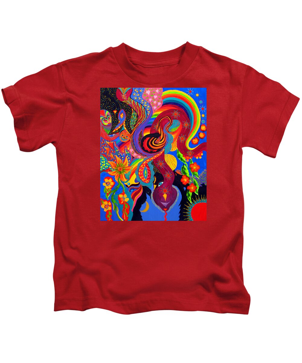 Abstract Kids T-Shirt featuring the painting Serpent Descending by Marina Petro