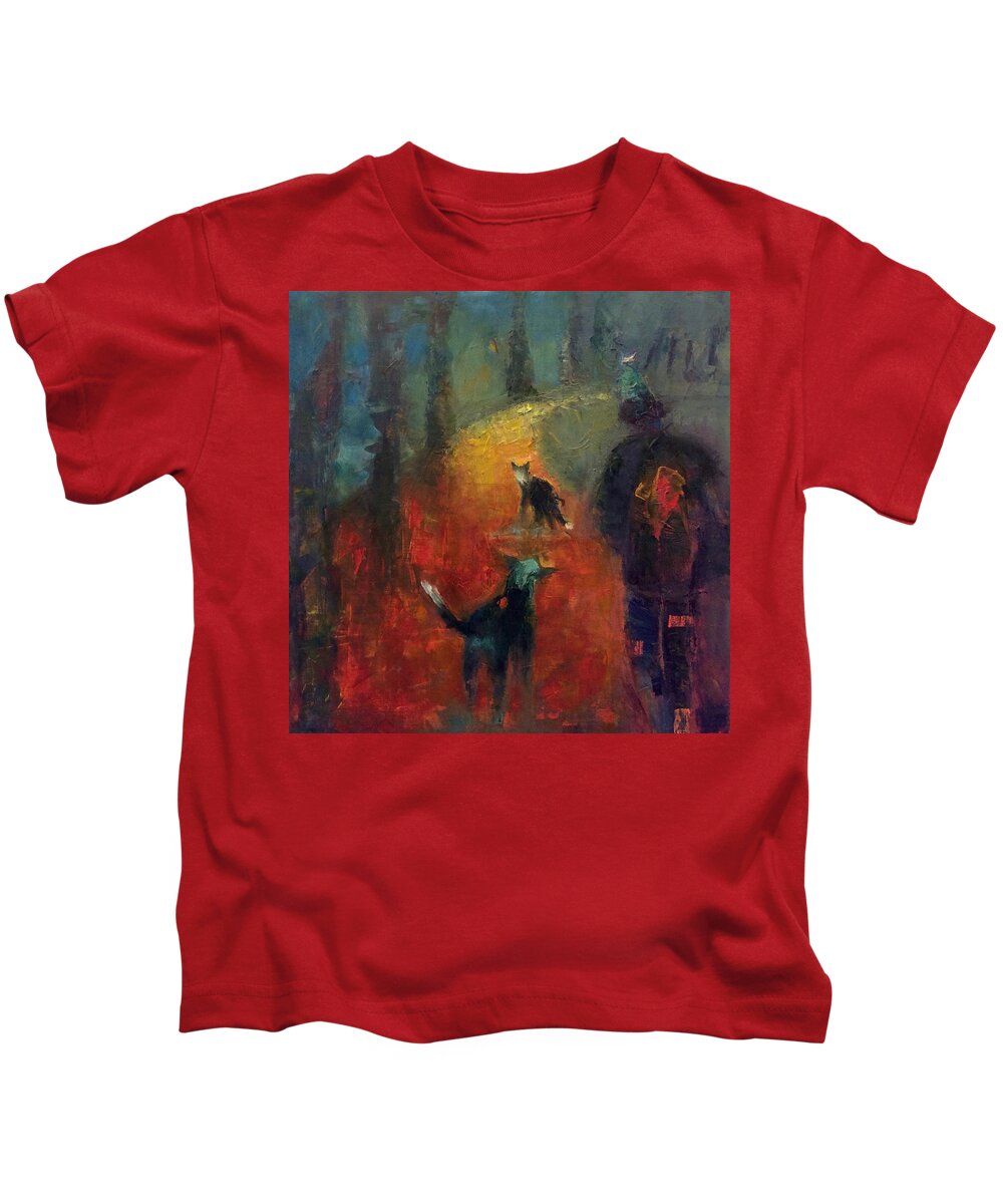 Oil Painting Kids T-Shirt featuring the painting Up Leafyleaf Hill by Suzy Norris