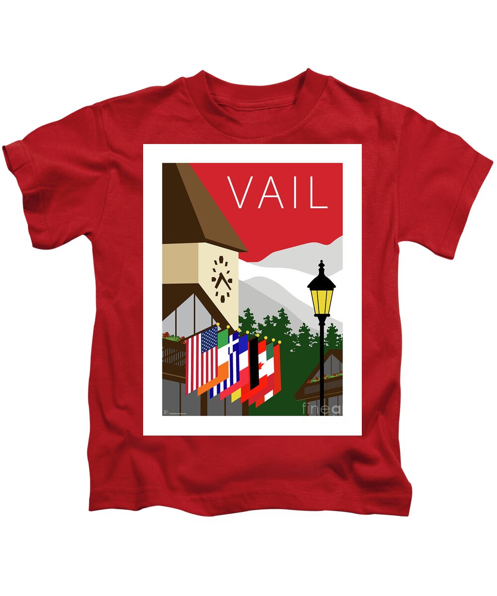 Colorado Kids T-Shirt featuring the digital art Vail Red by Sam Brennan