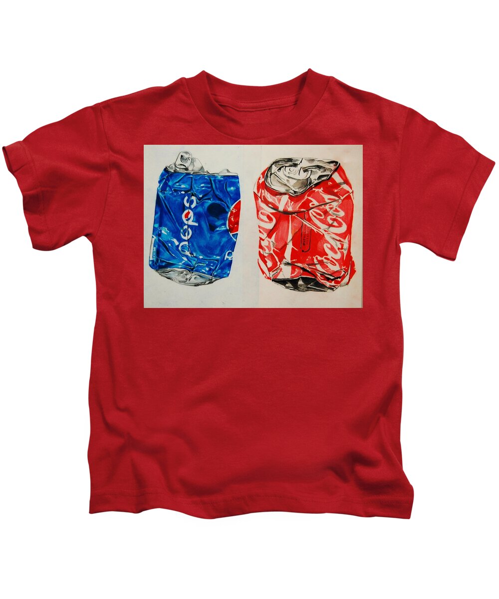 Pepsi Kids T-Shirt featuring the drawing Versus by Jean Cormier