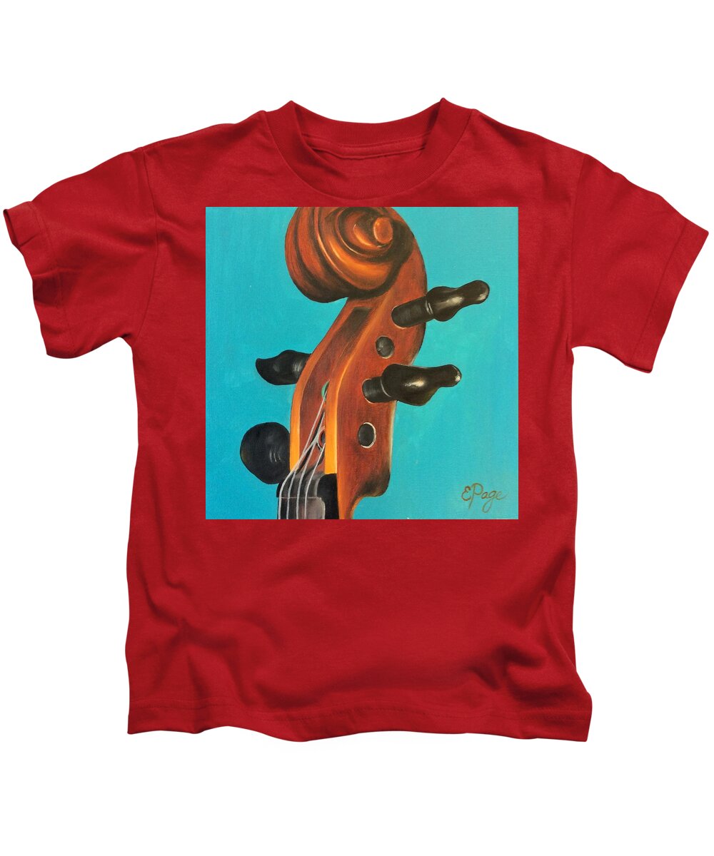 Violin Kids T-Shirt featuring the painting Violin Head by Emily Page