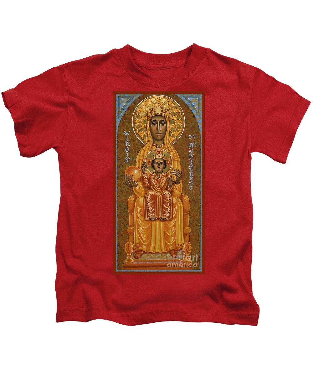 Virgin Of Montserrat - Black Madonna Kids T-Shirt featuring the painting Virgin of Montserrat - Black Madonna - JCVOM by Joan Cole