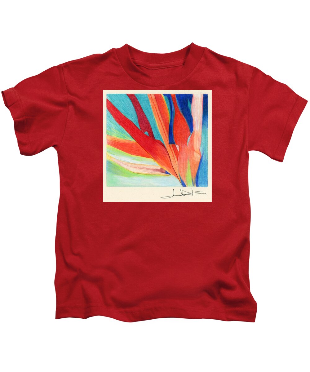 Abstract Kids T-Shirt featuring the drawing Water Grass Blue by George D Gordon III
