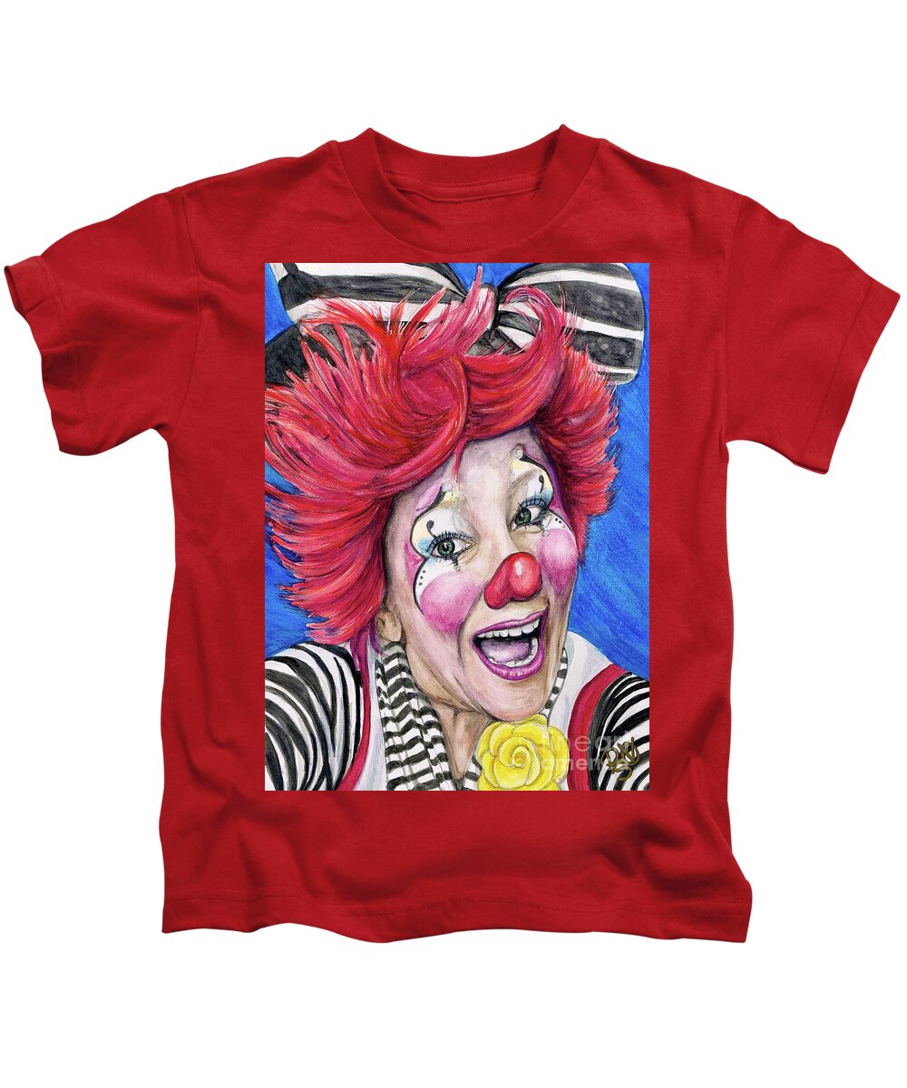 Firekracker Kelly Kids T-Shirt featuring the painting Watercolor Clown #24 Kelly Lynn Diehl by Patty Vicknair