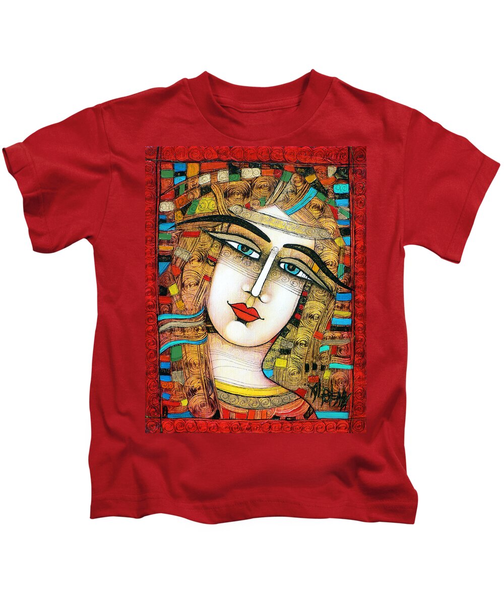 Girl Kids T-Shirt featuring the painting Young Girl by Albena Vatcheva