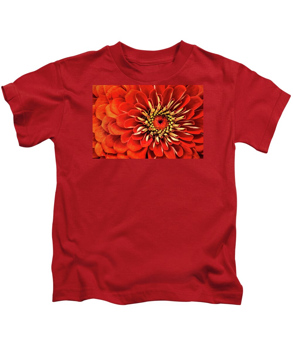 Flower Kids T-Shirt featuring the photograph Zinnia-Macro by Don Johnson