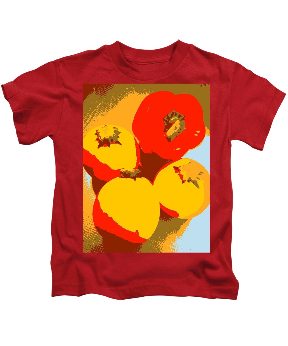 Zucchini Kids T-Shirt featuring the digital art Zucchini and Bell pepper by Kumiko Izumi