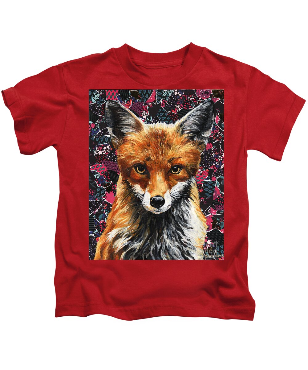Fox Kids T-Shirt featuring the painting Mrs. Fox by Ashley Lane