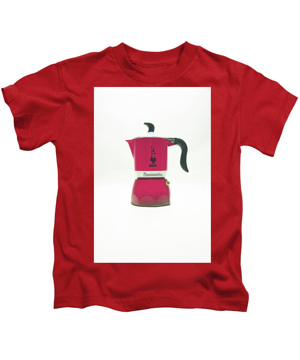 Cafetiere Kids T-Shirt featuring the photograph 10-05-19 STUDIO. Red Cafetiere. by Lachlan Main