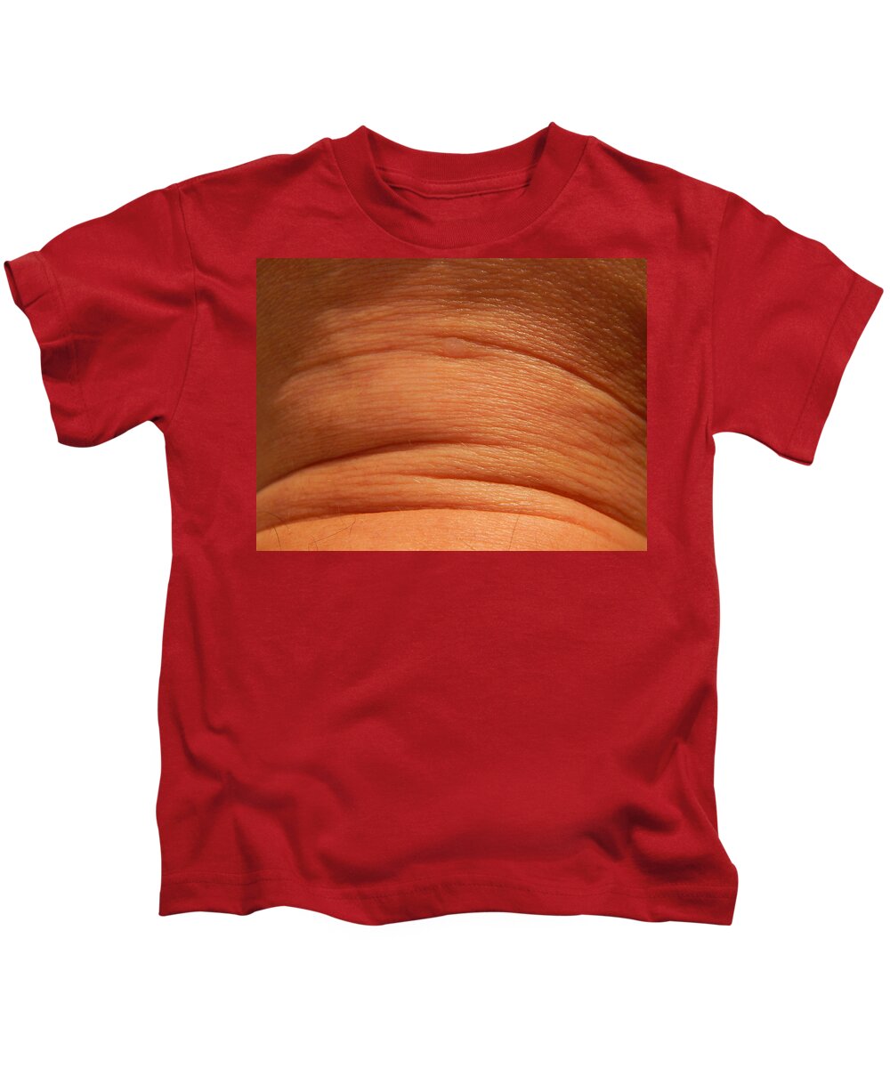 Skin Kids T-Shirt featuring the photograph Human skin texture in various parts of the body #2 by Oleg Prokopenko