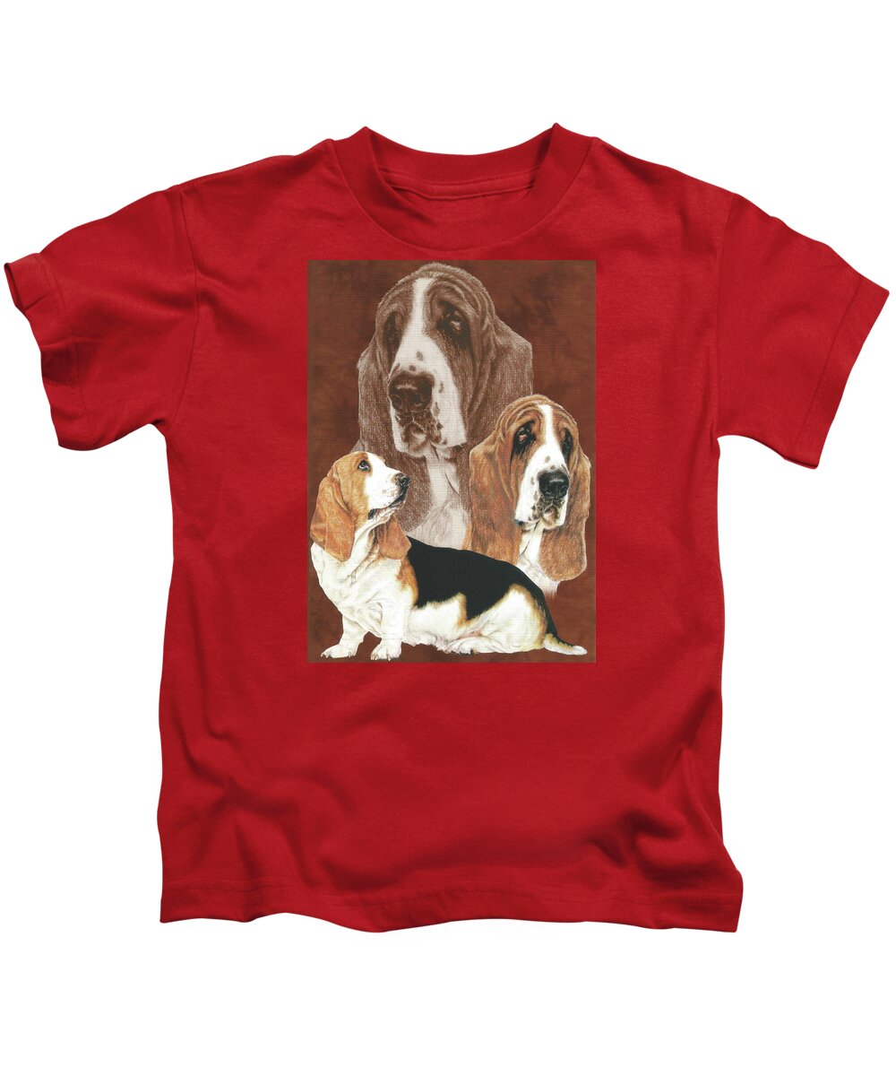 Hound Group Kids T-Shirt featuring the drawing Basset Alteration by Barbara Keith