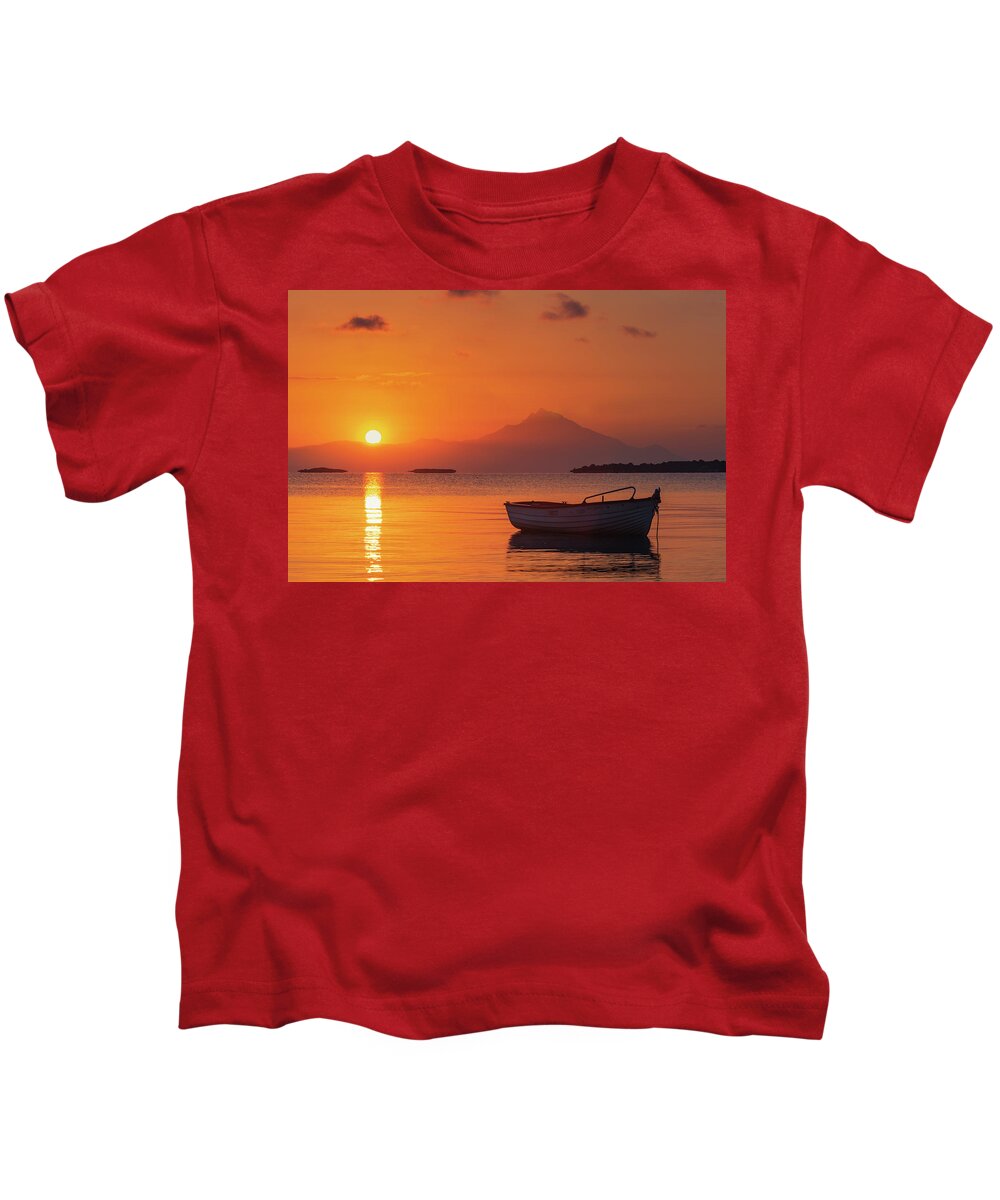 Aegean Sea Kids T-Shirt featuring the photograph Chalkidiki Sunrise by Evgeni Dinev