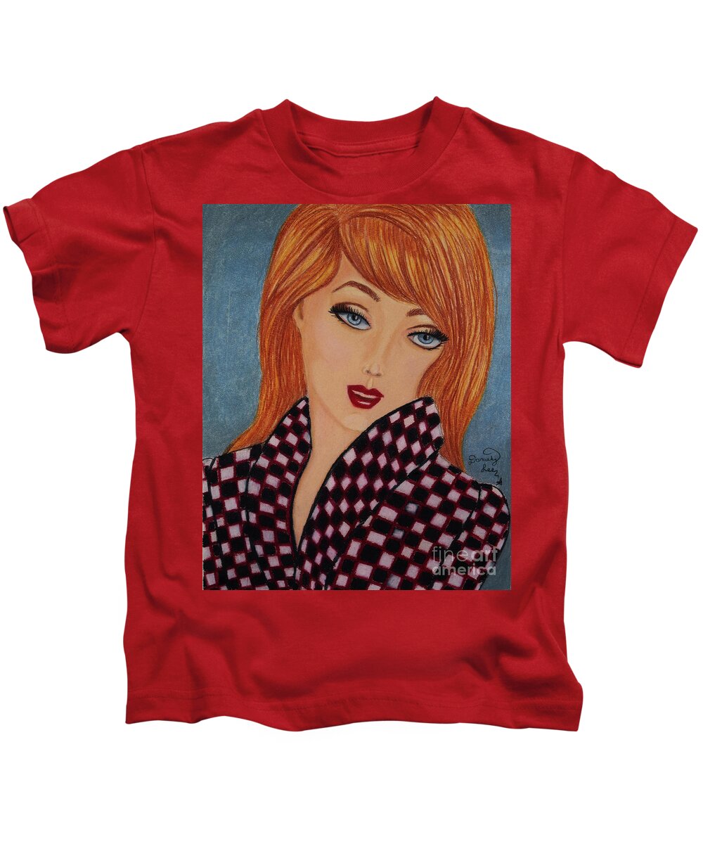Fine Art Kids T-Shirt featuring the drawing Chelsea Girl 2 by Dorothy Lee