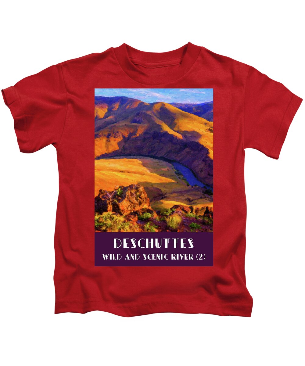Deschutes Kids T-Shirt featuring the digital art Deschuttes River 2 by Chuck Mountain