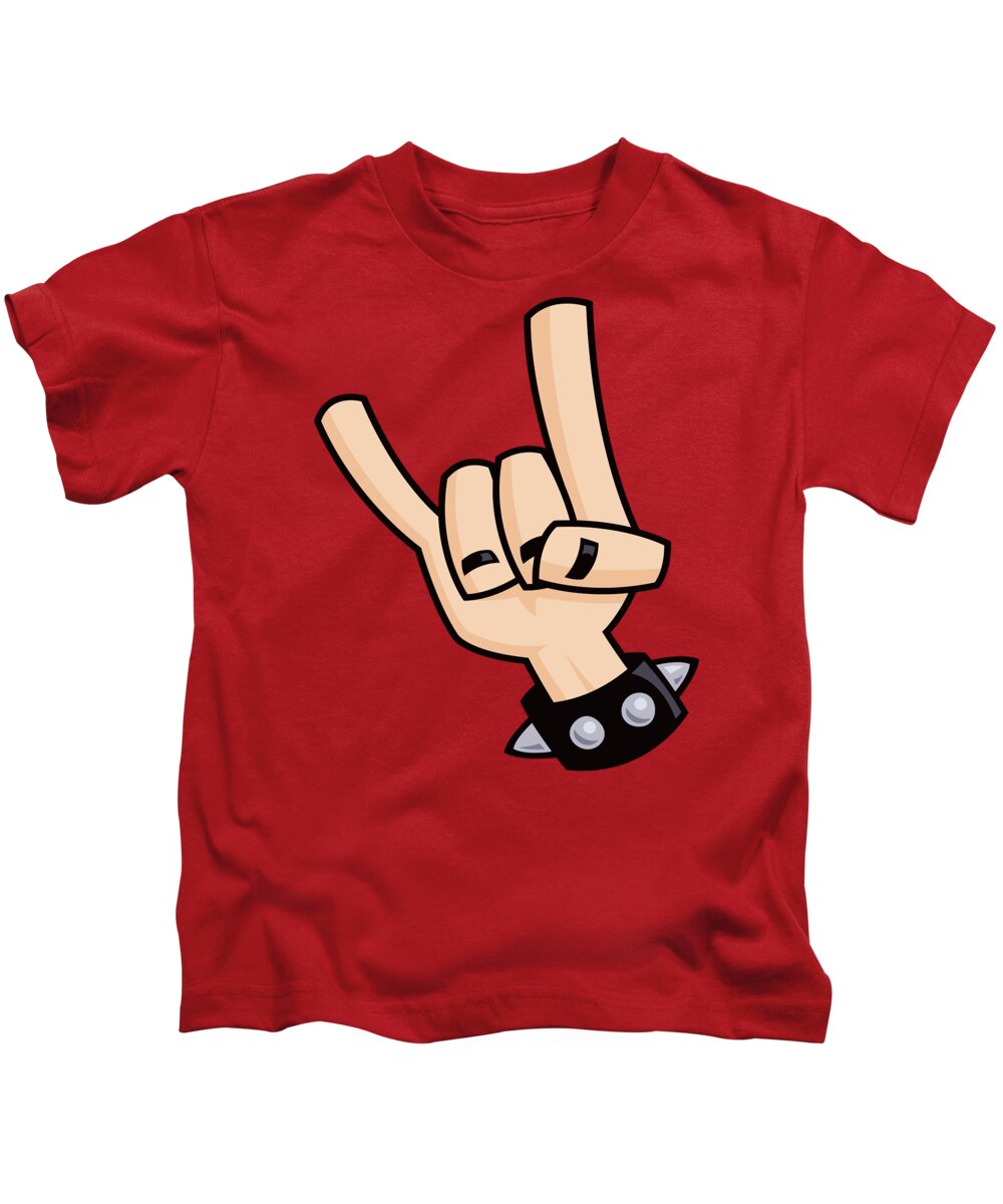 Rock Kids T-Shirt featuring the digital art Devil Horns by John Schwegel