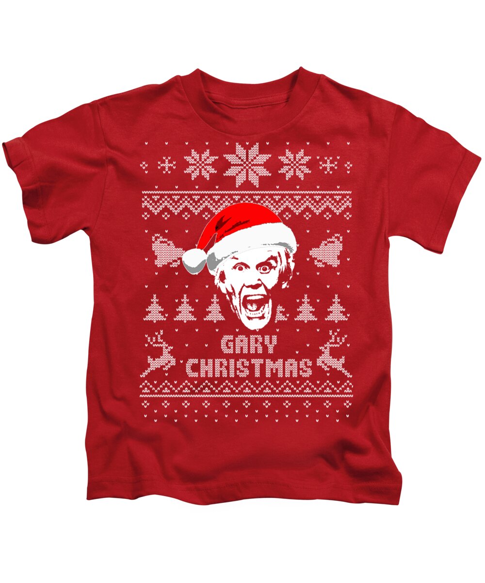 Christmas Kids T-Shirt featuring the digital art Gary Busey Christmas Shirt by Megan Miller