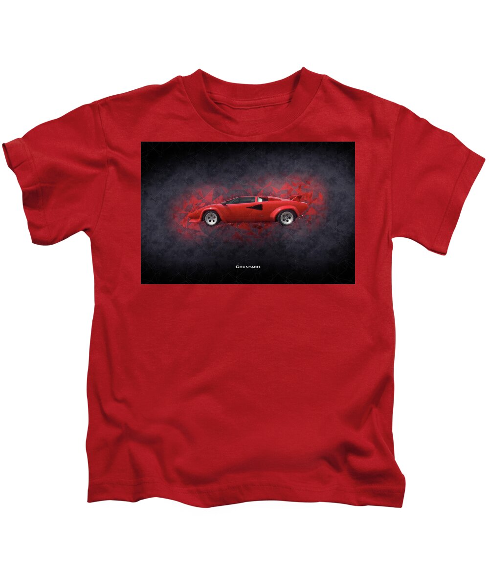 Lamborghini Countach Kids T-Shirt featuring the digital art Lamborghini Countach by Airpower Art