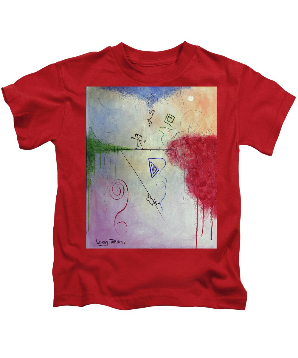 Abstract Kids T-Shirt featuring the painting Like Little Children Matthew 18-3 by Anthony Falbo