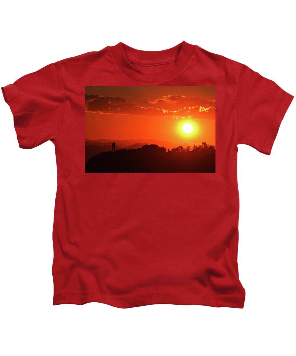 Tucson Kids T-Shirt featuring the photograph Lone Windy Point Hiker by Chance Kafka