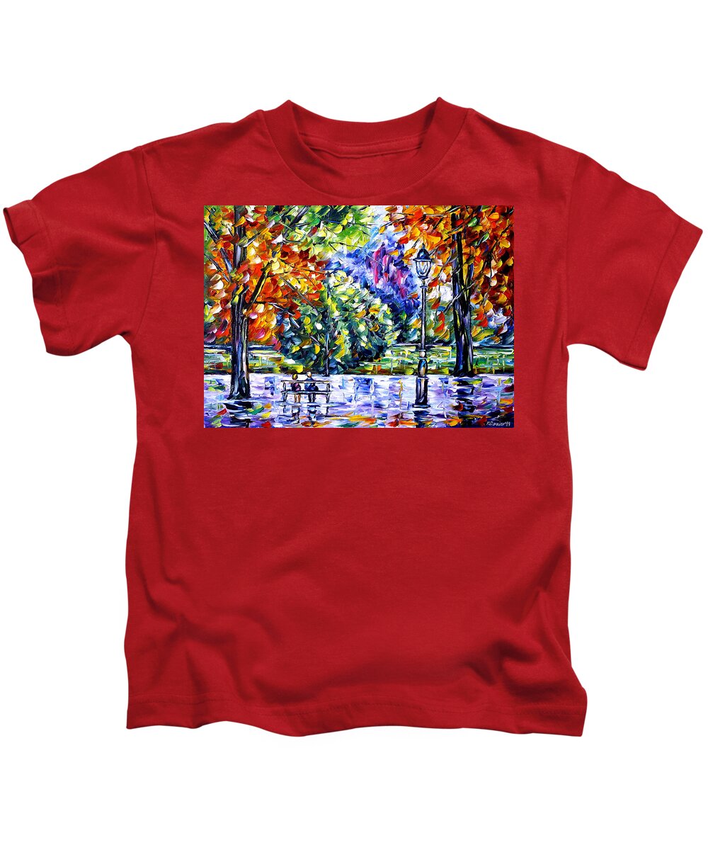 I Love Paris Kids T-Shirt featuring the painting Parc des Buttes-Chaumont by Mirek Kuzniar