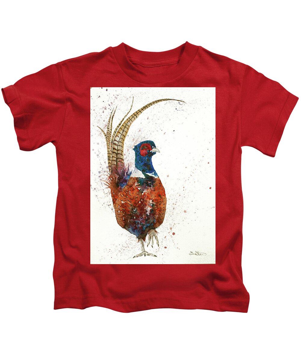 Pheasant Kids T-Shirt featuring the painting Pheasant Portrait by John Silver