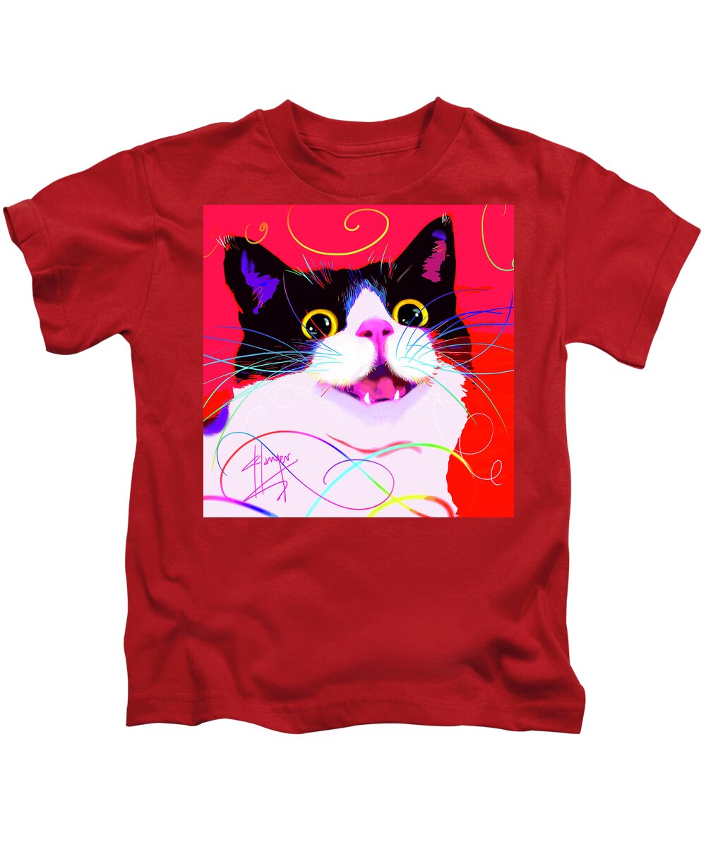 Sir Prize Kids T-Shirt featuring the painting pOpCat Sir Prize by DC Langer