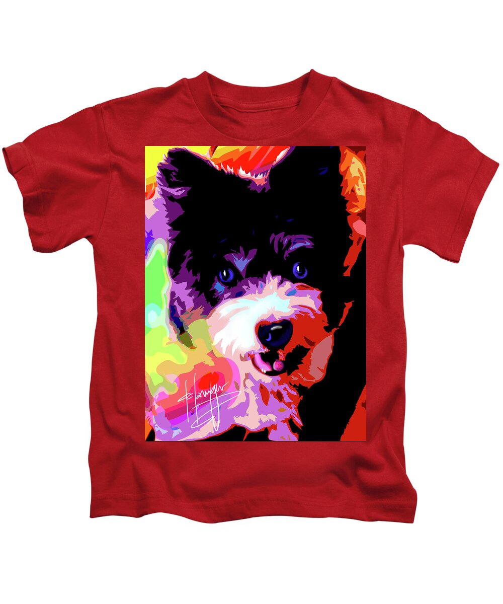 Roxy Kids T-Shirt featuring the painting pOpDog Roxy by DC Langer