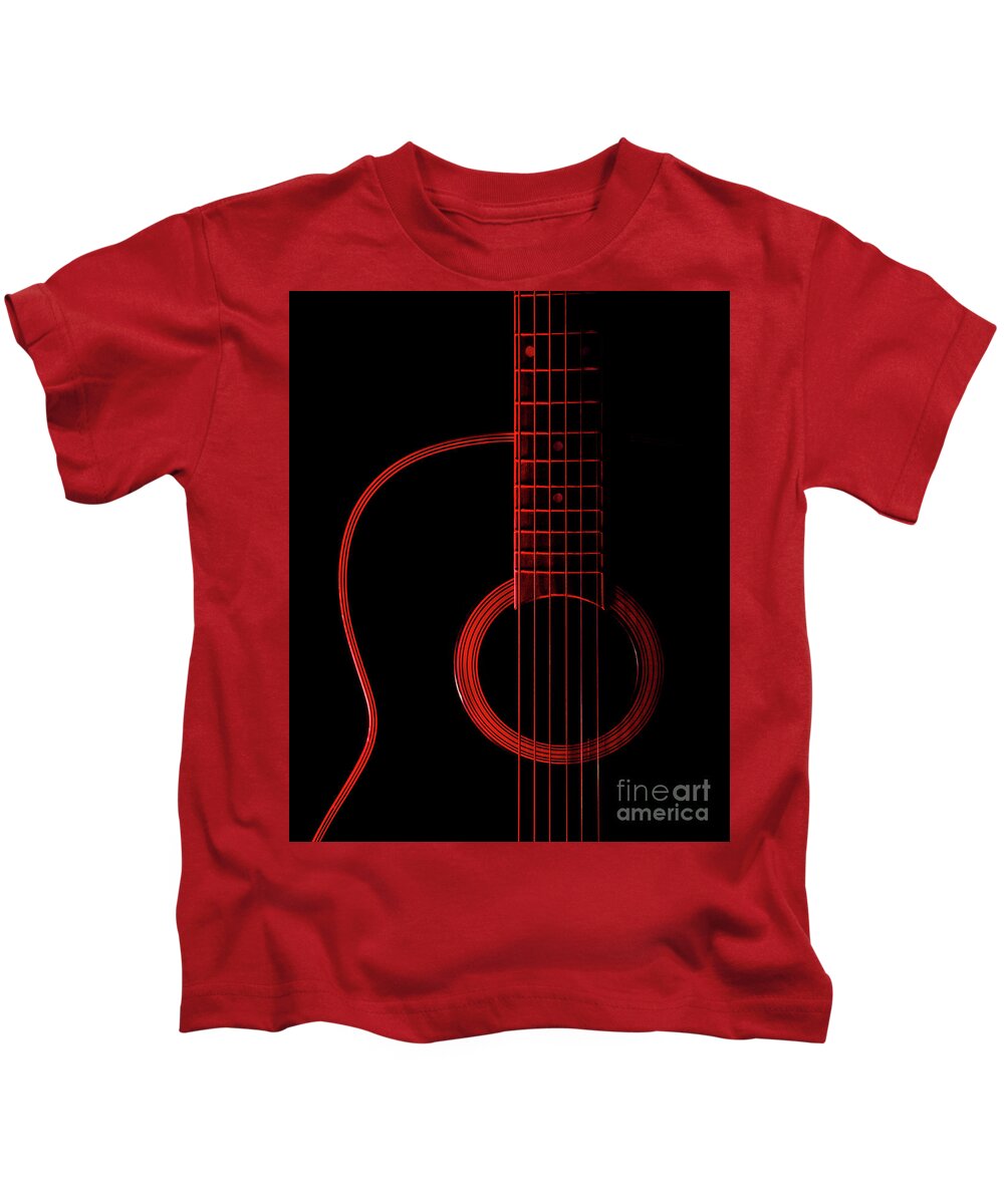 Red Kids T-Shirt featuring the photograph Red Guitar by Melissa Lipton
