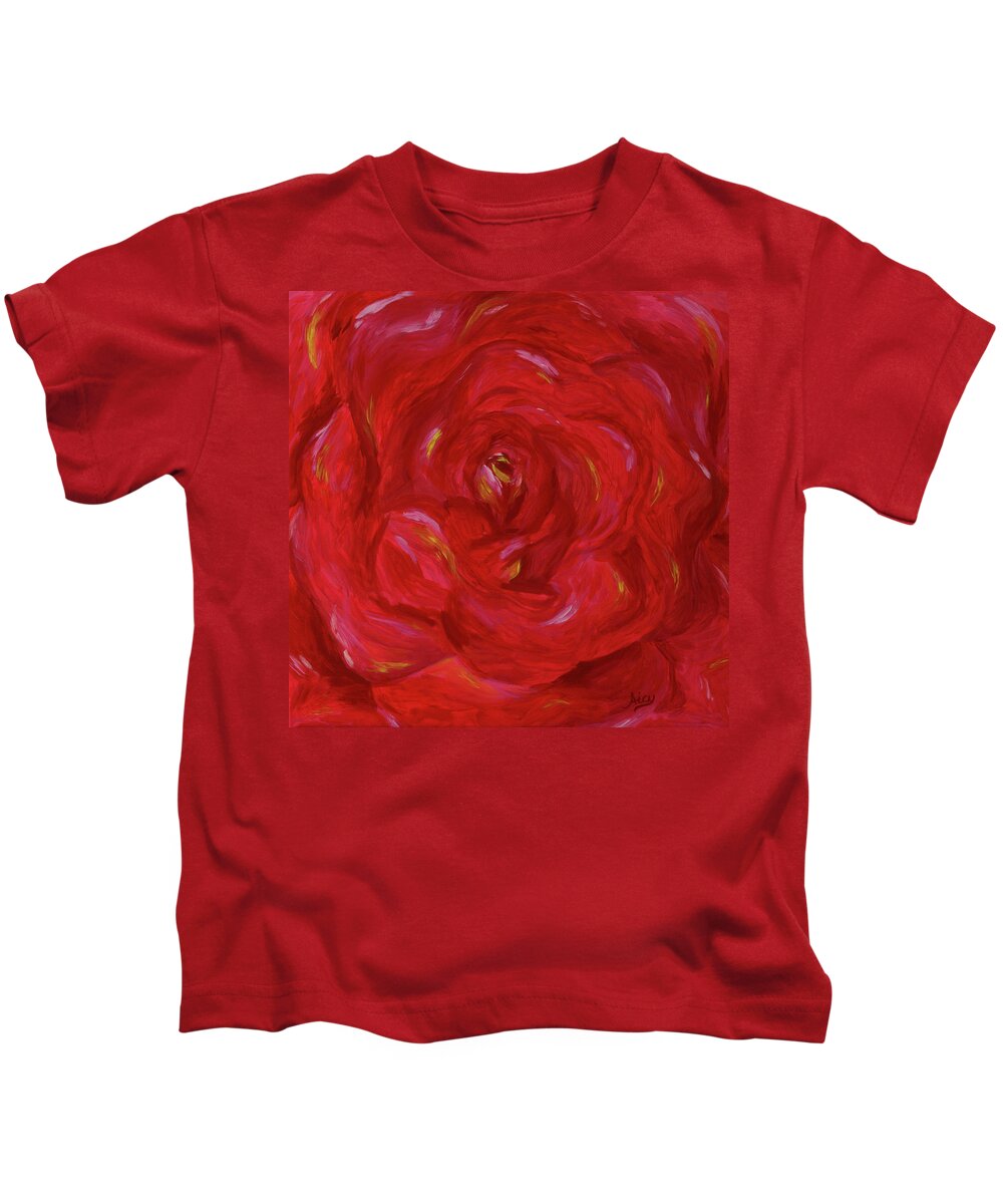 Rose Kids T-Shirt featuring the painting Rose Love Peace by Aicy Karbstein