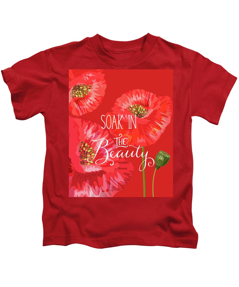 Poppy Kids T-Shirt featuring the digital art Soak in the Beauty Red Poppies by Doreen Erhardt