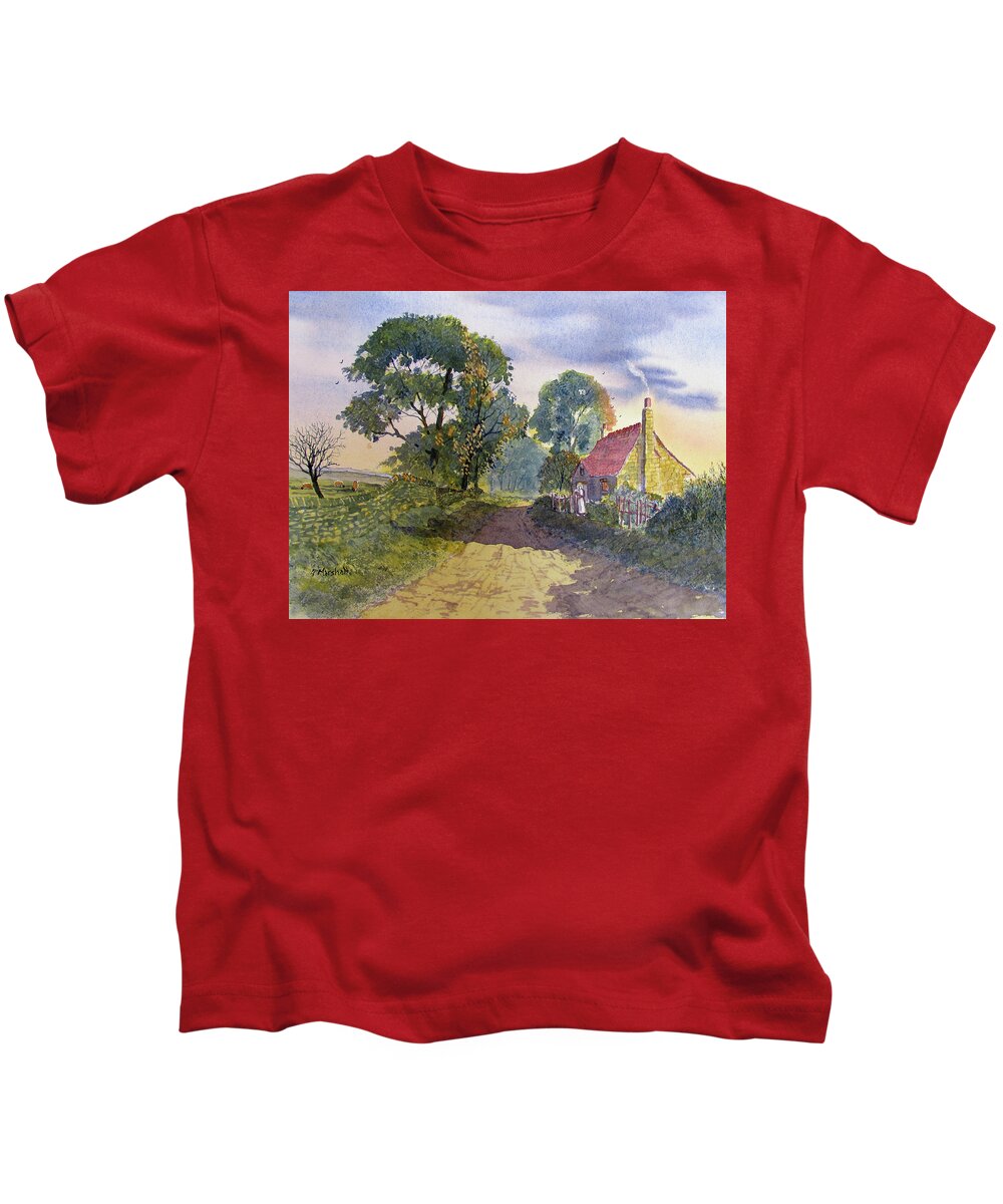 Watercolour Kids T-Shirt featuring the painting Standing in the Shadows by Glenn Marshall