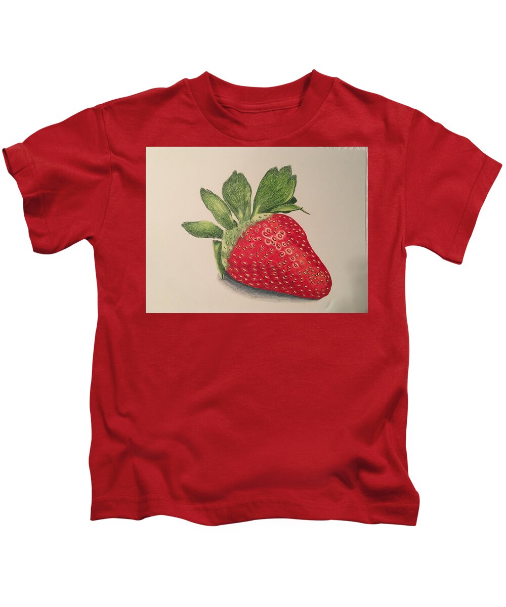 Fruit Kids T-Shirt featuring the drawing Strawberry by Colette Lee