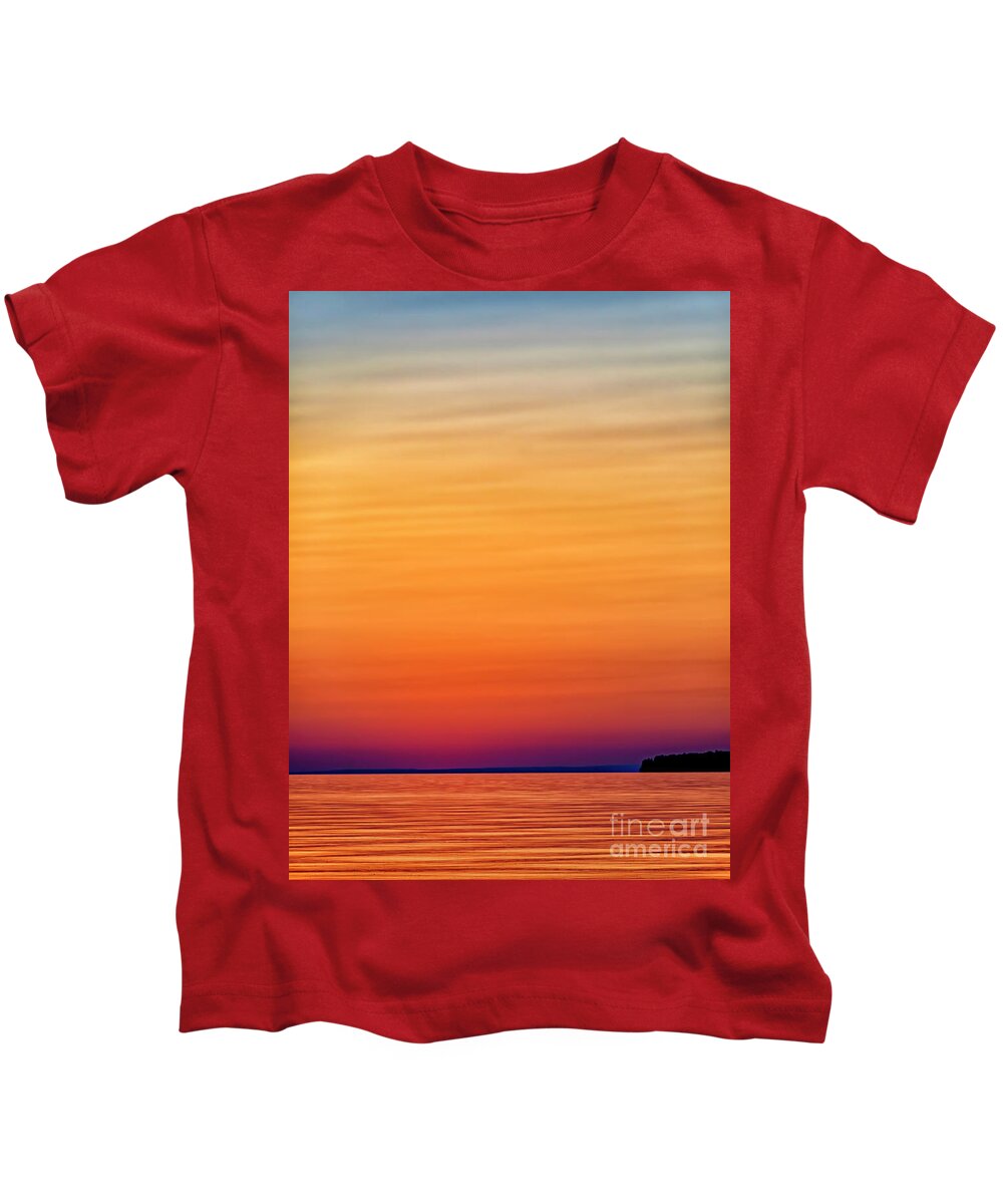 Afterglow Kids T-Shirt featuring the photograph Sunset on Lake Superior by Bill Frische