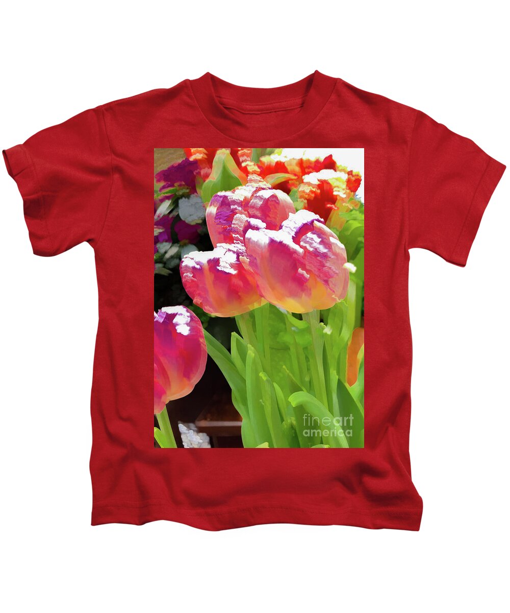 Abstract Kids T-Shirt featuring the photograph Tulip flower pastel by Phillip Rubino