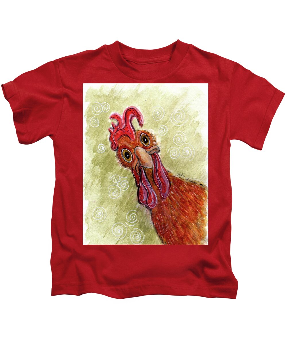 Chicken Kids T-Shirt featuring the painting What's Up My Peeps by Karren Case