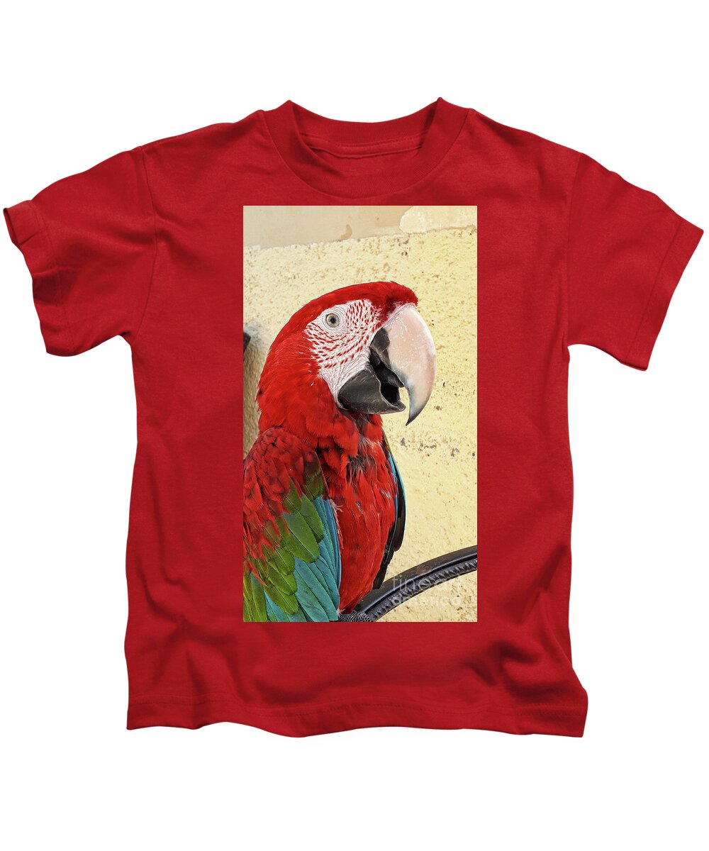 Macaw Kids T-Shirt featuring the photograph Who is a pretty boy then ? by Brenda Kean