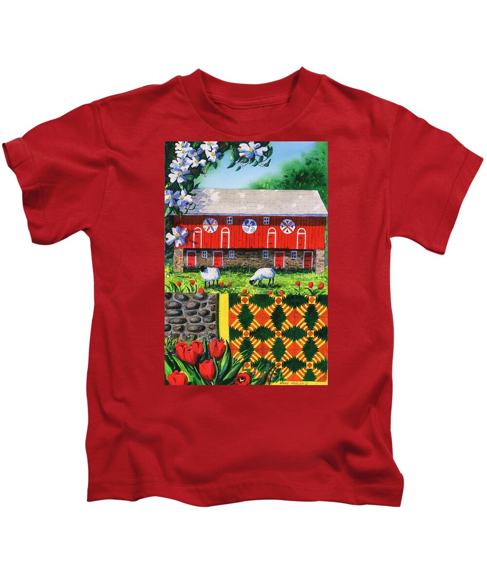 Pennsylvania Barn Kids T-Shirt featuring the painting Welcome #1 by Diane Phalen