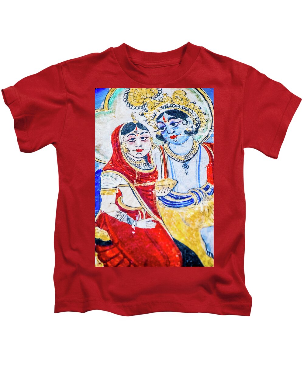 Ceiling Kids T-Shirt featuring the photograph Wall painting from Nawalgarth, Rajasthan #16 by Lie Yim