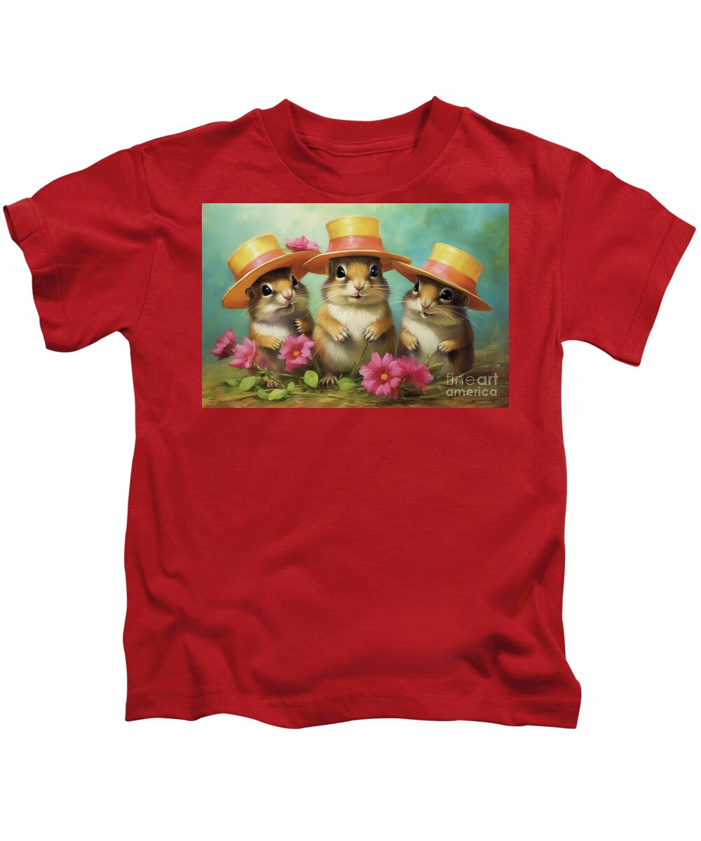 Chipmunks Kids T-Shirt featuring the painting The Chipmunk Garden Party by Tina LeCour