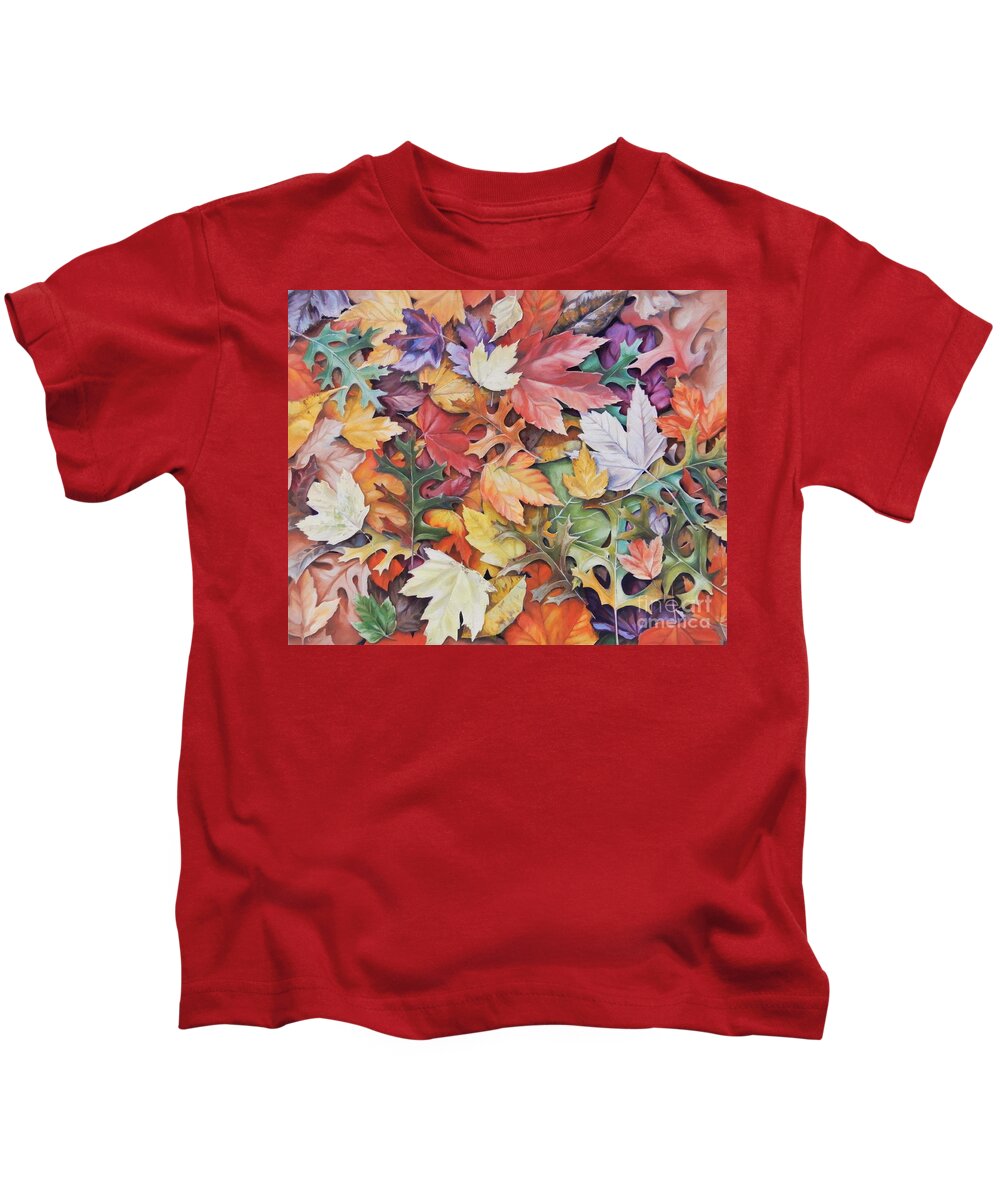 Leaves Kids T-Shirt featuring the painting Abstract Autumn by K M Pawelec