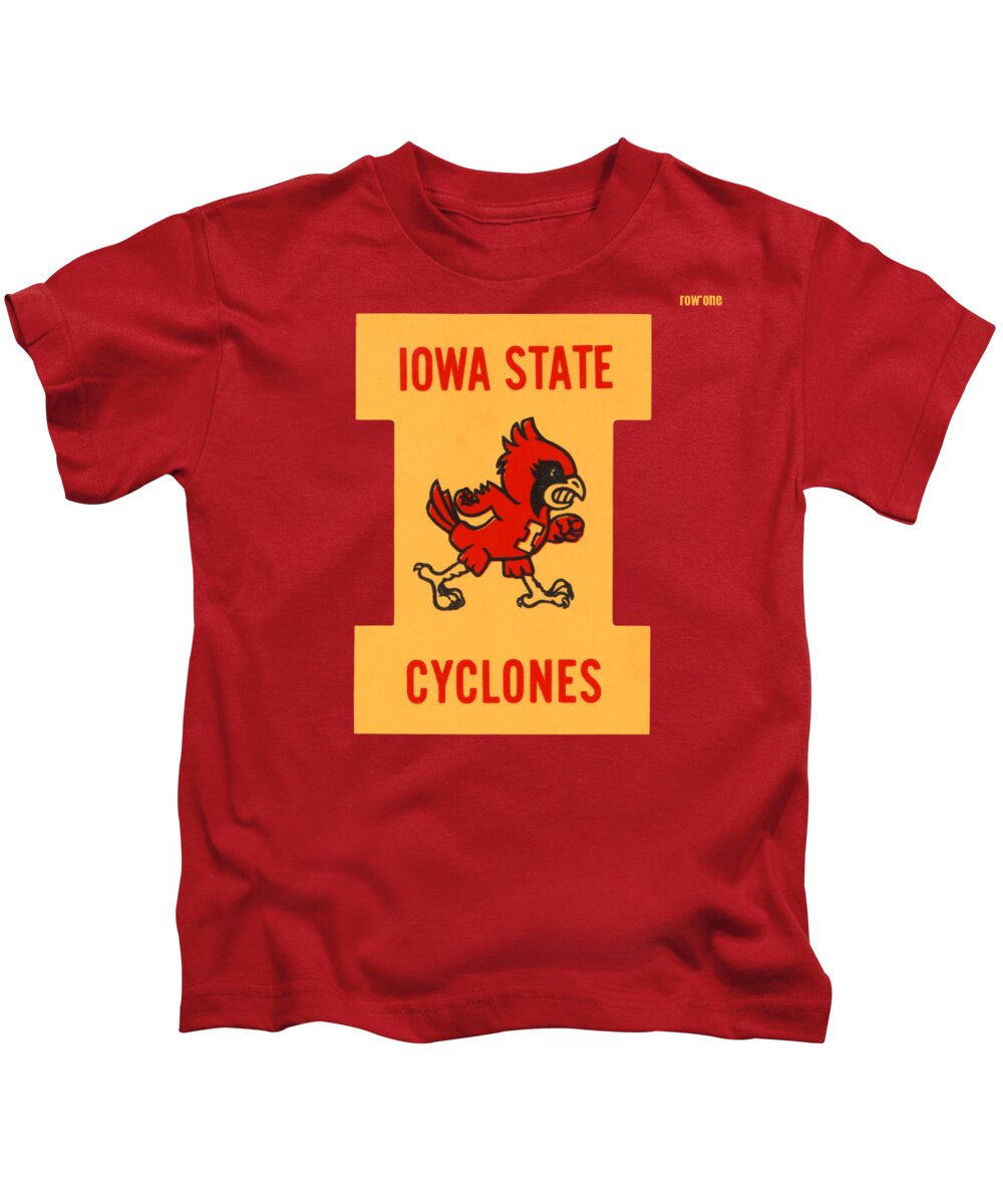 Iowa Kids T-Shirt featuring the mixed media 1950's Iowa State Cyclone Art by Row One Brand