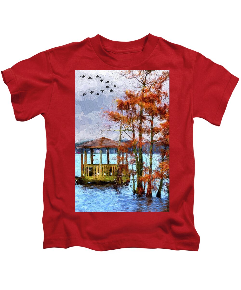 North Carolina Kids T-Shirt featuring the photograph Autumn Flows on the River ap by Dan Carmichael