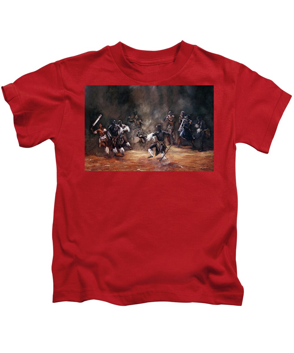 African Art Kids T-Shirt featuring the painting Becoming A King by Ronnie Moyo