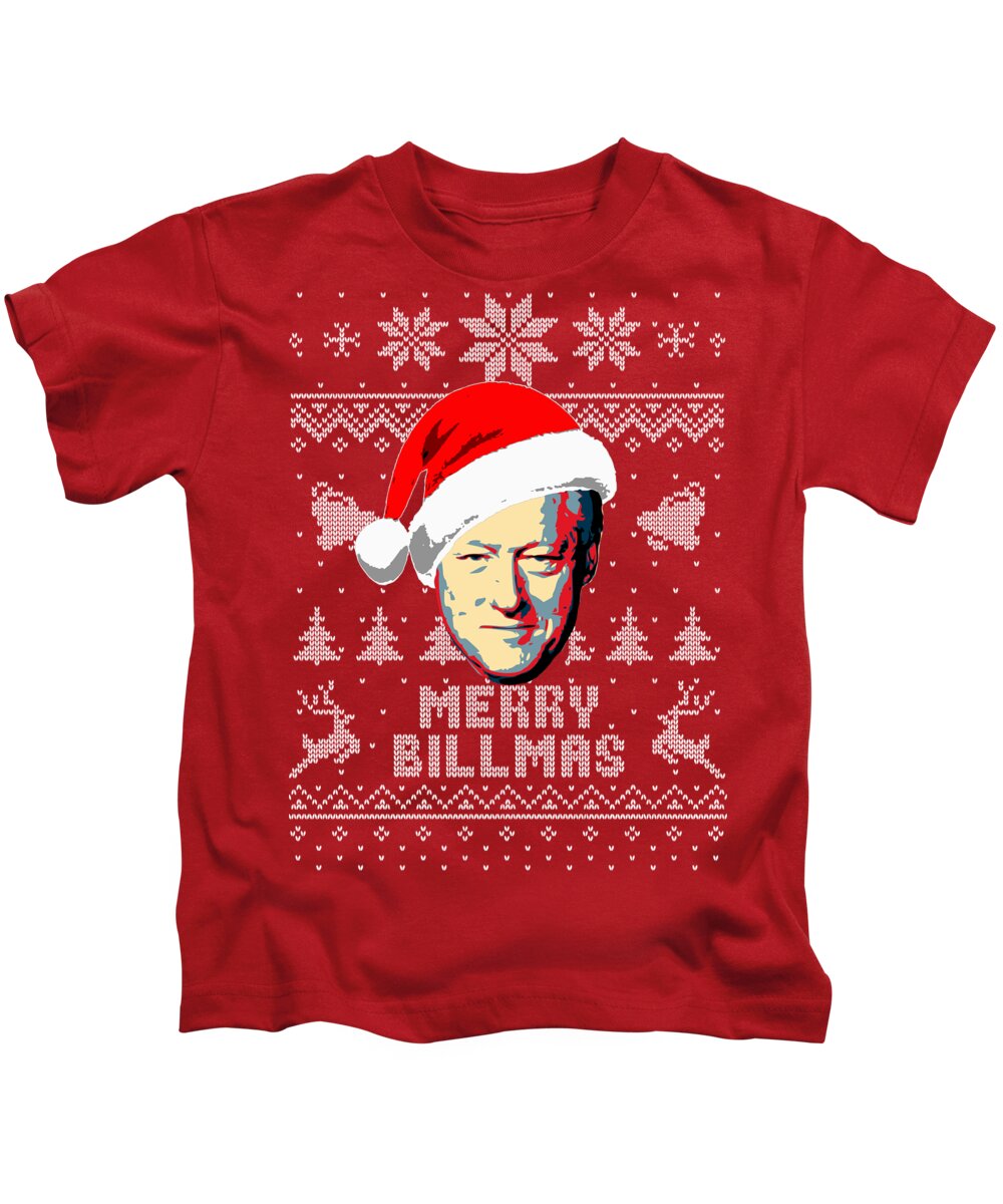 Santa Kids T-Shirt featuring the digital art Bill Clinton Merry Billmas by Megan Miller