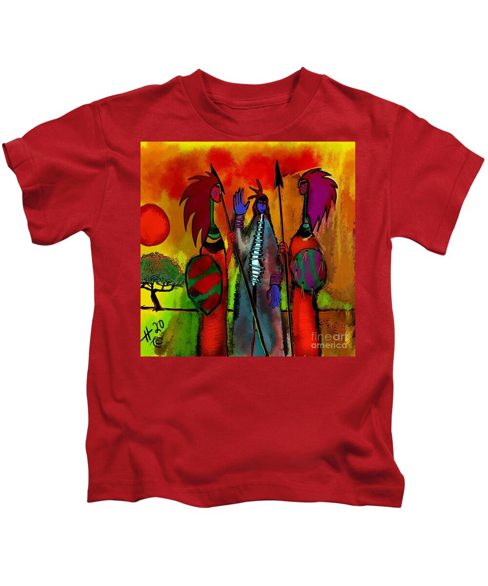 2 Guards Blue Hads Kids T-Shirt featuring the digital art Border crossing by Hans Magden