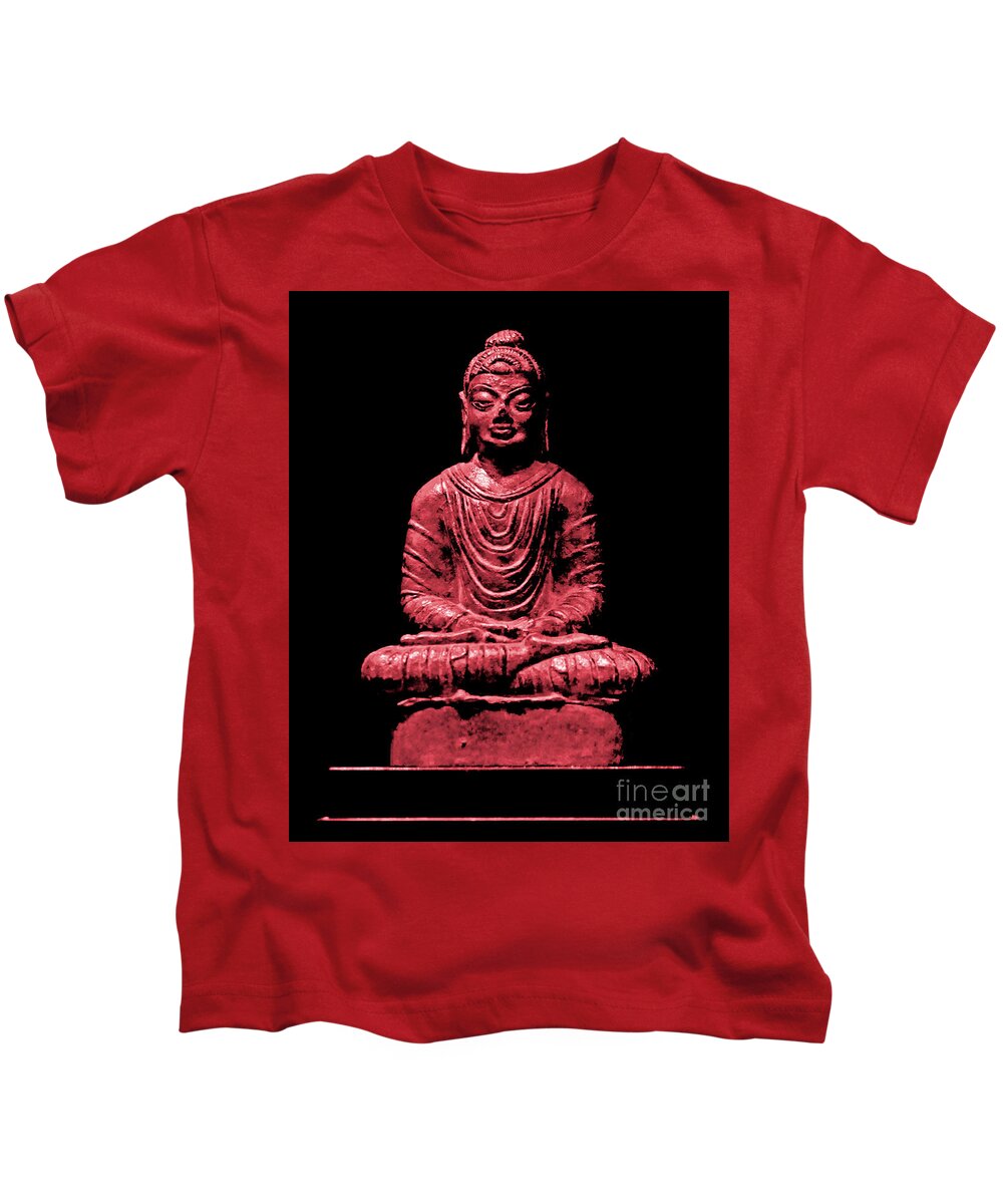 Buddha Kids T-Shirt featuring the photograph Buddha Red by Marisol VB