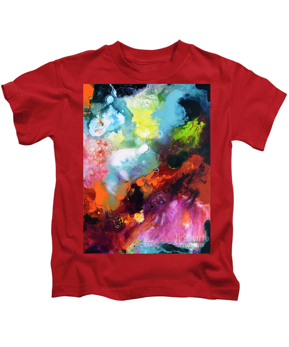 Abstract Kids T-Shirt featuring the painting Burst of Light three of three by Sally Trace