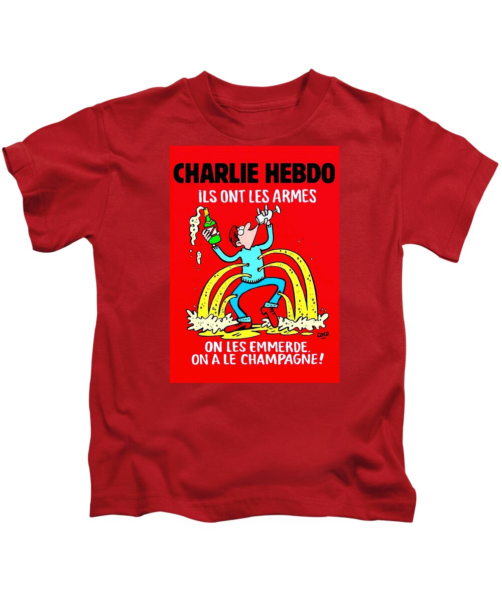 Charlie Kids T-Shirt featuring the digital art Charlie Hebdo by Larry Beat