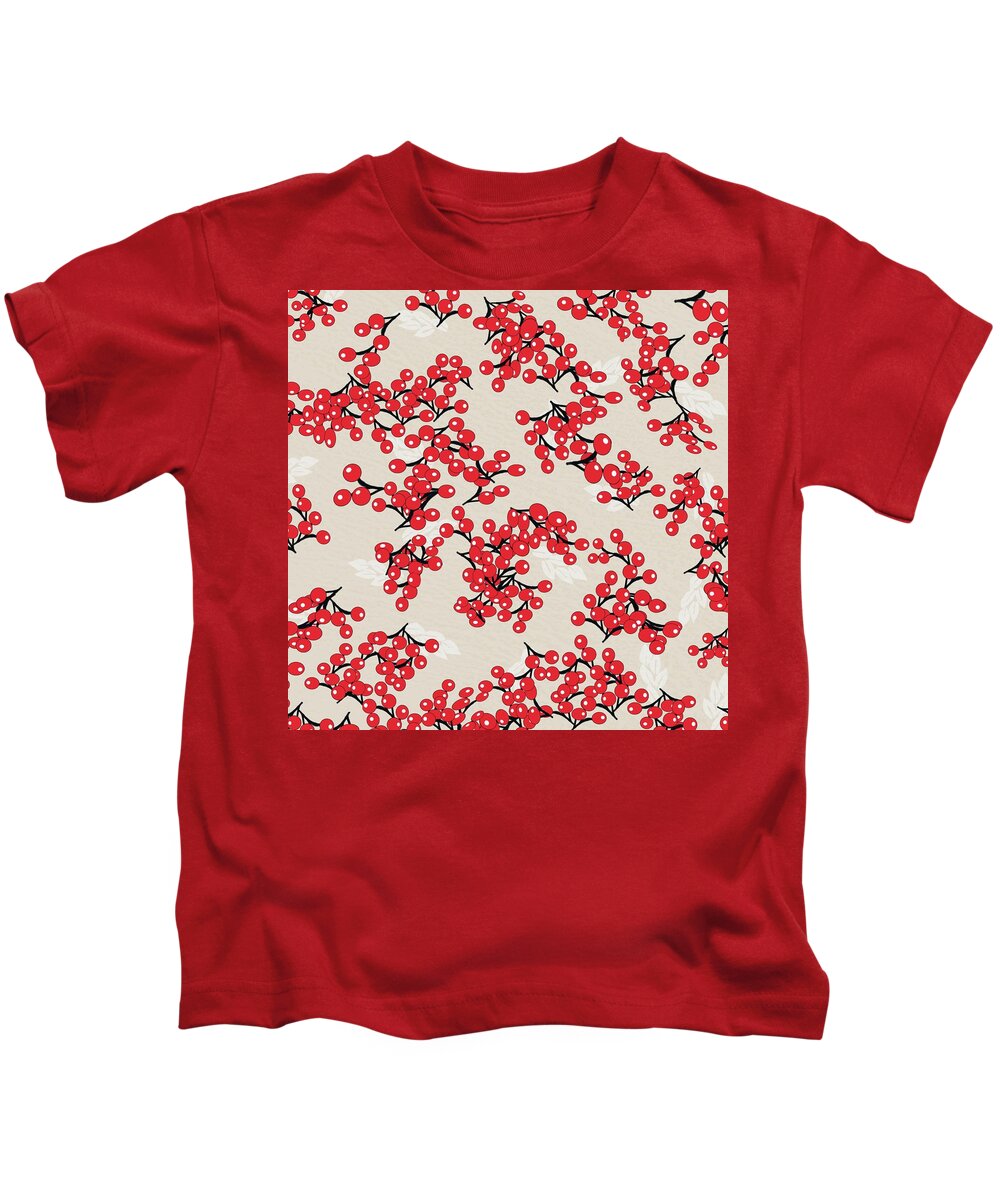 Graphic Kids T-Shirt featuring the digital art Chinese Red Berries by Sand And Chi